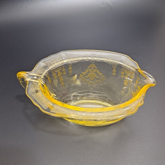Anchor Hocking Princess Yellow Glass Creamer With Embossed Design Vintage - Picture 9 of 15